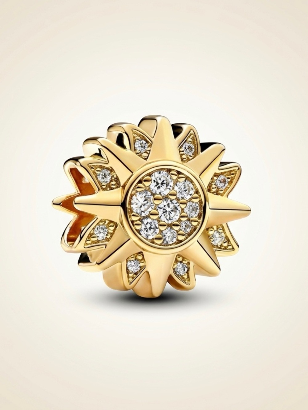 S925 Silver Gold Sun Star Charm 
CZ Stones Pandora Fit Gift New